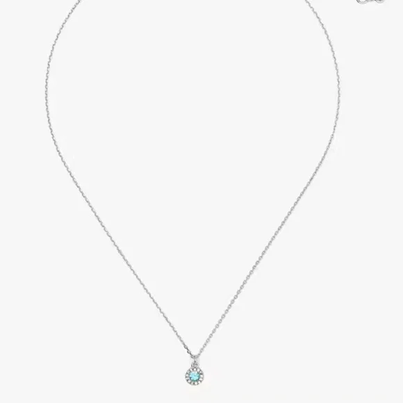 Kate Spade Aqua Silver Pave Halo Pendant Necklace New! - Picture 2 of 5